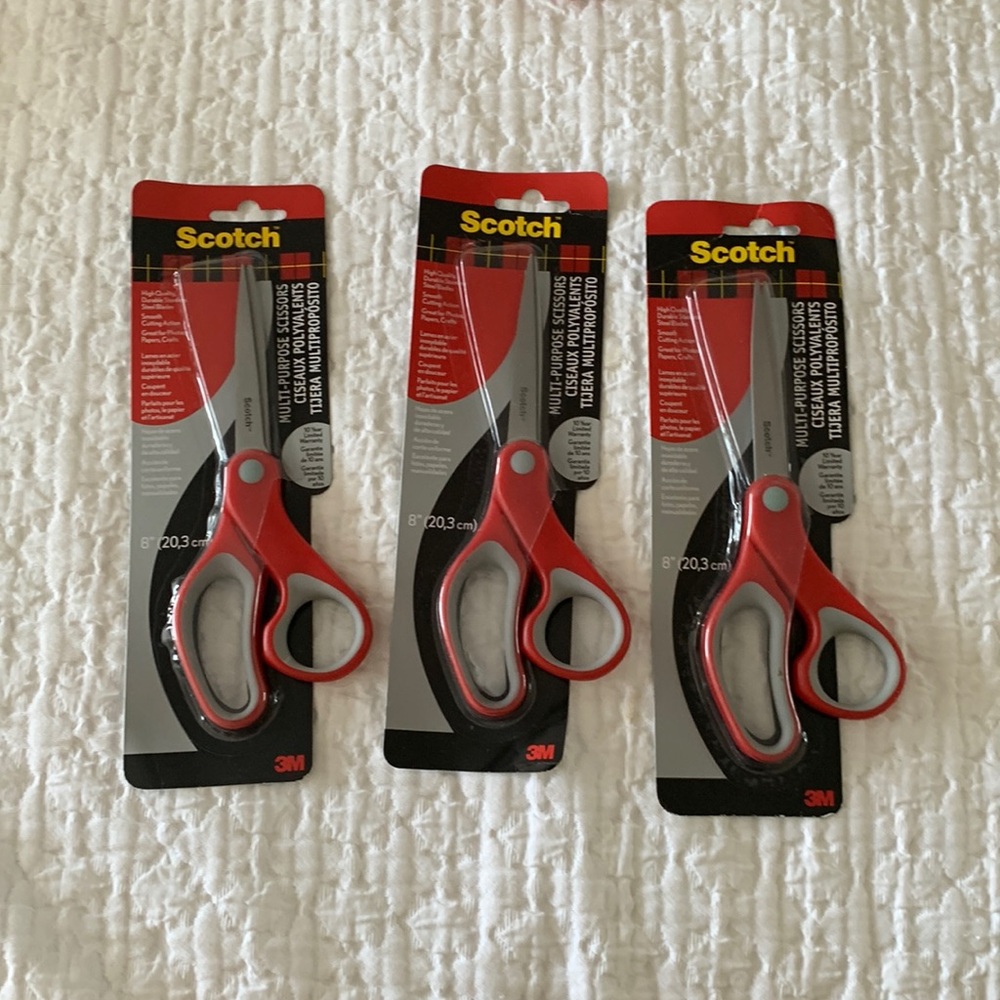 Scotch  3M scissors 3 pairs 8” New